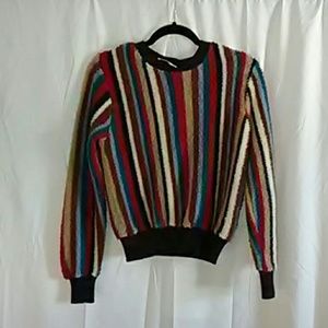 Striped vintage 70s fuzzy sweater medium womens
